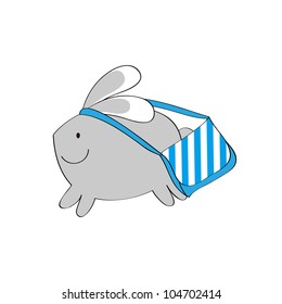schoolbag rabbit going to school.