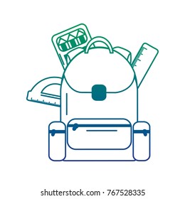 schoolbag with ruler color protractor supplies education and zippers