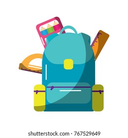 schoolbag with ruler color protractor supplies education and zippers
