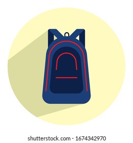 Schoolbag / school bag backpack with straps . Flat icon for education apps or websites