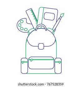 schoolbag with school supplies education with zippers