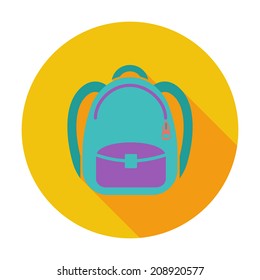 Schoolbag. Single flat color icon. Vector illustration.