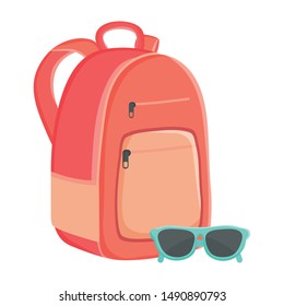 schoolbag with summer sunglasses accessory