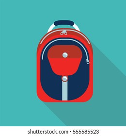 schoolbag vector flat icon. Simple illustration of school elements, editable icons, can be used in logo, UI and web design