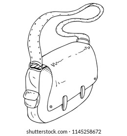 Schoolbag. Vector illustration of a schoolboy's briefcase, a student.  Hand drawn briefcase businessman.