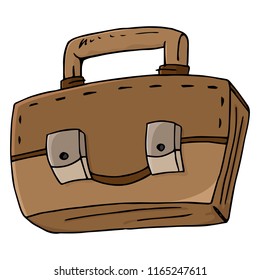 Schoolbag. Vector of a schoolboy's briefcase, a student.  Hand drawn briefcase businessman.