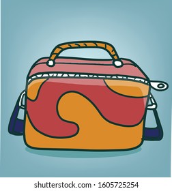 Schoolbag, yellow and Red cartoon vector