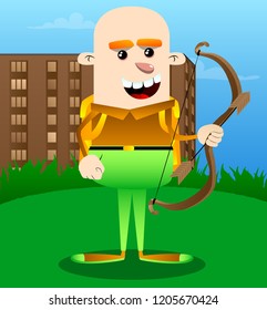Schoolboy as an angel, with big white wings. Vector cartoon character illustration.