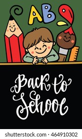 Schoolboy.  Back to school concept. Back to school beautiful card