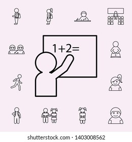 schoolboy at the blackboard icon. School icons universal set for web and mobile