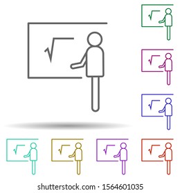 Schoolboy at the blackboard multi color icon. Simple thin line, outline vector of education icons for ui and ux, website or mobile application