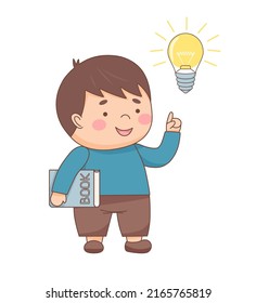 Schoolboy with book and idea concept