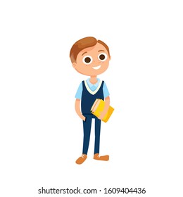 schoolboy boy with books vector illustration