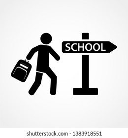 Schoolboy carrying a bag vector icon