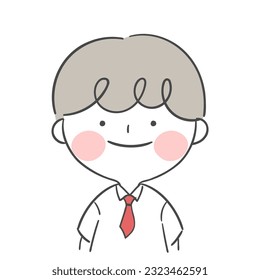 a schoolboy character in a school summer uniform.