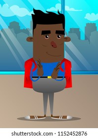 Schoolboy with clapping hands. Vector cartoon character illustration.