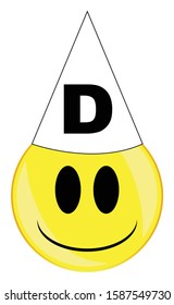 A schoolboy dunce smile face with cap button isolated on a white background
