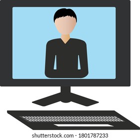 Schoolboy during online lesson. Applicable for Online education, Homeschooling, distance learning.  
