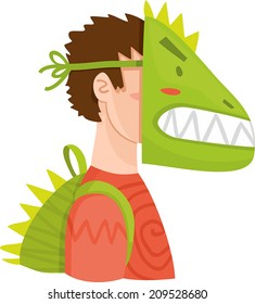 schoolboy evil dinosaur mask