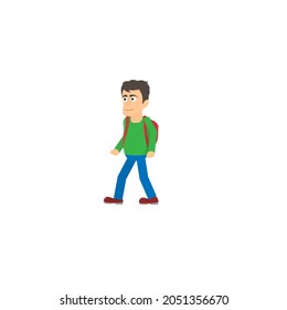 Schoolboy. A first-grader goes to school, vector illustration