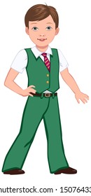 Schoolboy in green uniform illustration