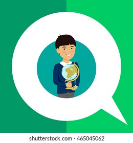 Schoolboy holding globe