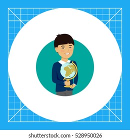 Schoolboy holding globe