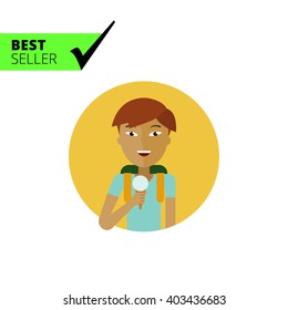 Schoolboy holding ice cream