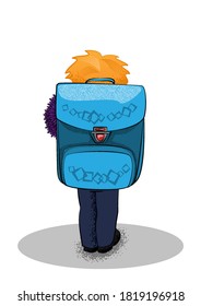 Un escolar con una gran estaca. Ilustración del vector
