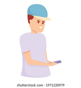 Schoolboy messaging network icon. Cartoon of Schoolboy messaging network vector icon for web design isolated on white background