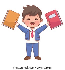 escolar con personaje de estudiante de cuadernos