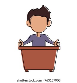 Schoolboy on desk