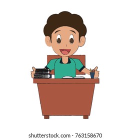 Schoolboy on desk