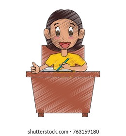 Schoolboy on desk