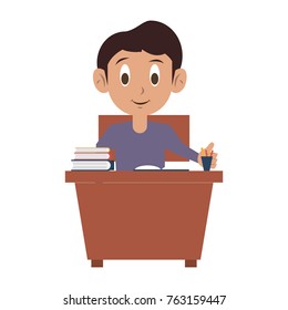 Schoolboy on desk