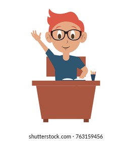 Schoolboy on desk