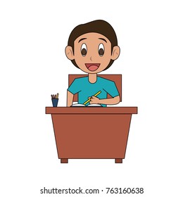 Schoolboy on desk