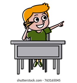 Schoolboy on desk
