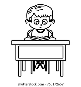 Schoolboy on desk