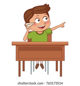 Schoolboy on desk