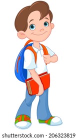 Schoolboy ready go to school