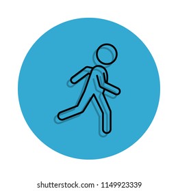 schoolboy runs to school icon. Element of school for mobile concept and web apps icon. Thin line icon with shadow in badge for website design and development, app development