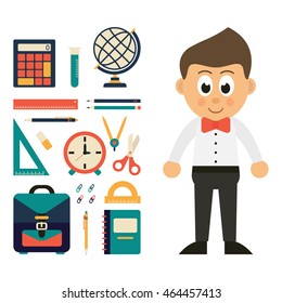 schoolboy and school elements