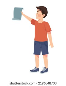 schoolboy with school supplies list character