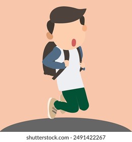 Schoolboy in school uniform and with a backpack smiling. Back to school vector illustration of a cartoon style