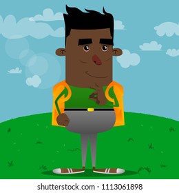 Schoolboy showing ok sign. Vector cartoon character illustration.