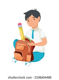 estudiante escolar con personaje de mochila