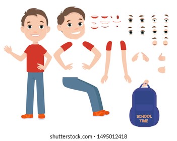Schoolboy or student. Funny character constructor.