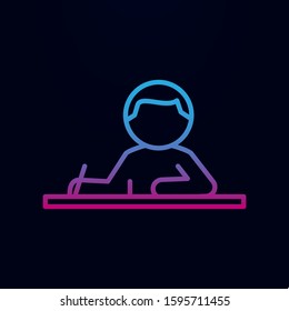 The schoolboy teaches at the lesson nolan icon. Simple thin line, outline vector of school icons for ui and ux, website or mobile application