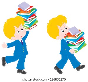 Schoolboy with textbooks